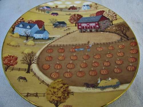 GORGEOUS LTD EDITION ROYAL DOULTON CABINET PLATE ENTITLED PUMPKIN PATCH C1978 PERFECT COND.