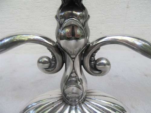AWESOME MID CENTURY GEORG JENSEN STYLE DANISH SP TRIPLE CANDLE HOLDER NOT WORN