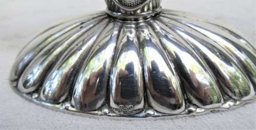 AWESOME MID CENTURY GEORG JENSEN STYLE DANISH SP TRIPLE CANDLE HOLDER NOT WORN