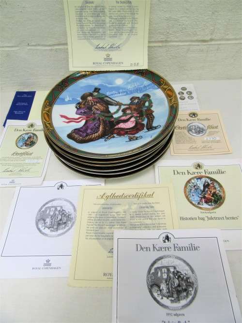 UNUSUAL SET OF DANISH ROYAL COPENHAGEN PLATES RICH COLOUR DECORATION~FREE COURIER DELIVERY!!!