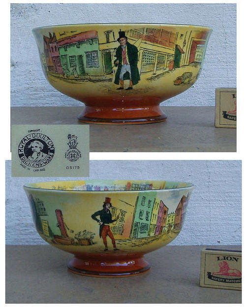 NICE VINTAGE ROYAL DOULTON DICKENS SERIES FOOTED FRUIT BOWL