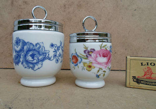 PAIR OF WORCESTER EGG CODDLERS~CHROME LIDS~NICE TO TRY CODDLE SOME EGGS