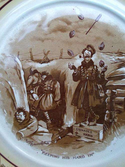 RARE & COLLECTABLE WW1 ANTIQUE PLATE~OLD BILL CAPTION~REMARKABLE!!!