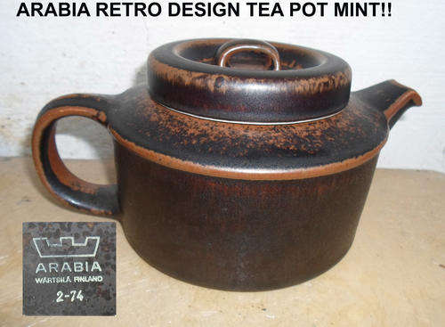 VINTAGE VALUABLE~ARABIA POTTERY LARGE 6 CUPPA TEA POT~RUSKA PATTERN~MINT!!!