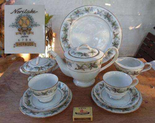 FUNCTIONAL AND STYLISH VINTAGE NORITAKE SHERWOOD PATTERN TEA SET~INCL TEAPOT