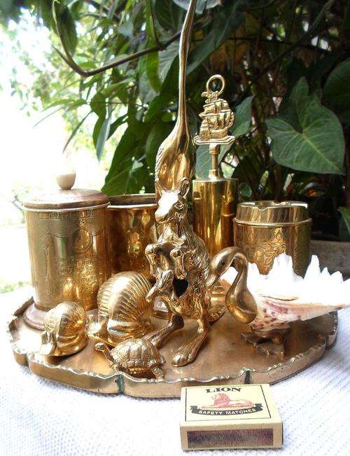 FOR THE BRASS COLLECTOR~TRAY WITH LOVELY ORNAMENTS~AMUSTC!!!