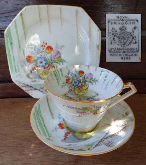 RARE VINTAGE PARAGON TRIO~ NOT NAMED~FLORAL BOUQUET VGC