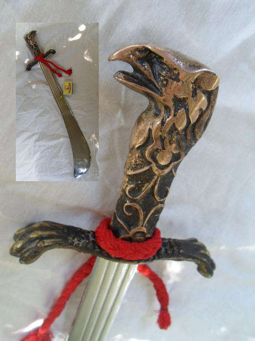 MAN CAVE DESIRABLE~LARGE ENGLISH CHROME PLATE ORNAMENTAL DISPLAY SWORD WITH GRIFFIN/EAGLE HANDLE