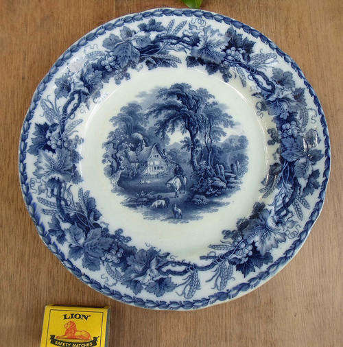 VERY OLD ANTIQUE 1800s DAVENPORT PLATE BRITISH SCENERY 26 CM DAMAGE FREE