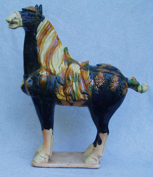 STUNNING LARGE TANG DYNASTY STYLE~VINTAGE POTTERY HORSE~AWESOME~HIGHLY DECORATIVE~UMUSTC