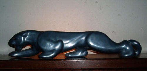 ART DECO STYLE~STRIKING LIGHT FITTING IN THE FORM OF A POLISHED PEWTER PUMA