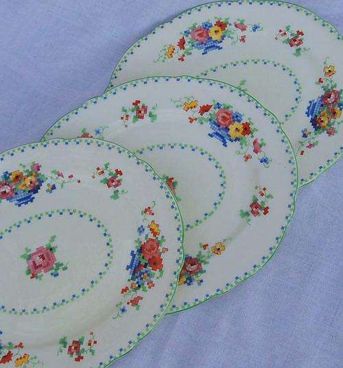 SPRING MANIA~WED R1 SALE~RARE 1929~ART DECO~PARAGON~OVAL TEA PLATES~WOW NO RESERVE