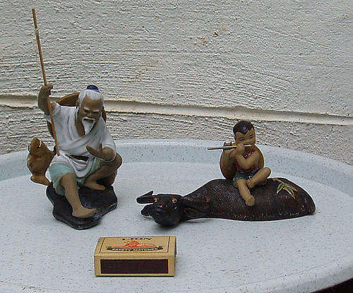 CHARMING CHINESE FIGURE~WATER BUFFALO & CHILD WITH FLUTE~PLUS ANOTHER