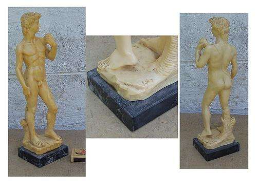COMPOSITION DAVID FIGURE ON MARBLE BASE~SIGNED
