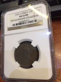 Start at Zero!!!! $$ Clearance $$ All must GO! $$ SOUTH AFRICA UNION 1933 1/2P AU53 BROWN