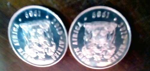 BUY NOW!!!! $$ All must GO!  - SOUTH AFRICA SILVER R1 1989 LOT OF 2 COINS