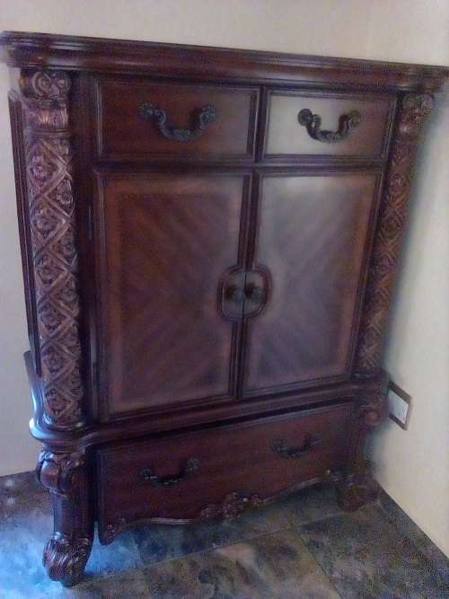 Crazy 0.00 start!All must GO! INDIAN HAND CARVED CABINET MANGO WOOD ANTIQUE VINTAGE ALMOST BRAND NE