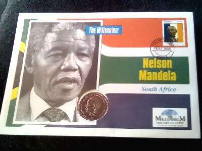 CRAZY ZERO START!!!! $$ All must GO!- MANDELA SILVER PROOF COIN COVER LIBERIA 1994