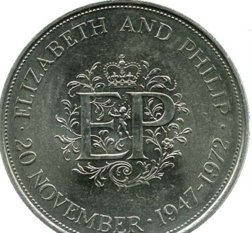 CRAZY ZERO START!!!!$$All must GO!- GREAT BRITAIN - 1947 25 New Pence - Elizabeth II Silver Wedding
