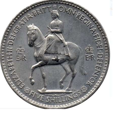 CRAZY ZERO START!!!!$$All must GO!- GREAT BRITAIN - 1953 5 Shillings - Elizabeth II Coronation