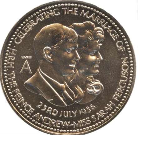 ZERO START!!!!$$All must GO!- GREAT BRITAIN - 1986 Token - Wedding of Prince Andrew and Miss Sarah F