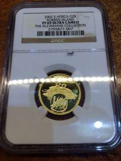 SOUTH AFRICA 2002 GOLD 1/4OZ R2 MANDELA ROBBEN ISLAND PF69 ULTRACAMEO NGC GRADED
