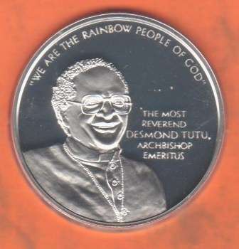Crazy!!! $$$$$ R1 START $$$$$$$$$$  - 1998 Desmond Tutu 39mm Norway Proof 1oz solid silver medallion