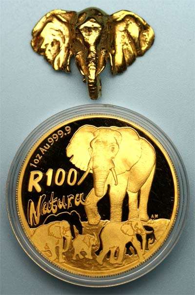 $$$$ CRAZY! R1 START! $$$$ - 2008 Export NDOU set South Africa Gold 1 oz Elephant