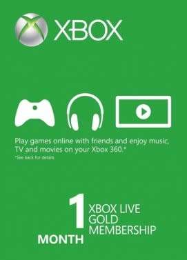 Xbox Live Gold 1 Month Membership (Digital keycode)