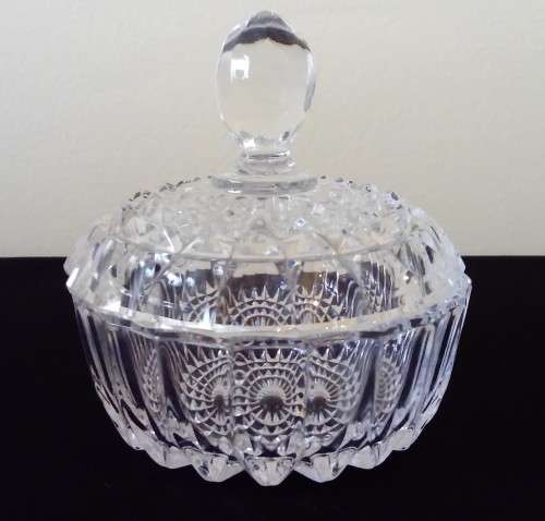 VINTAGE CUT-GLASS CANDY JAR WITH LID