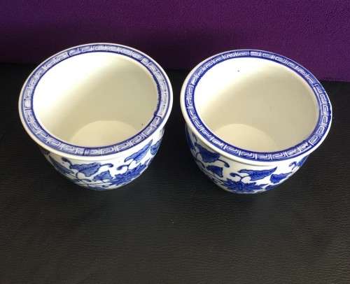BEAUTIFUL TWO CHINESE BLUE and WHITE CONTAINERS MADE IN CHINA