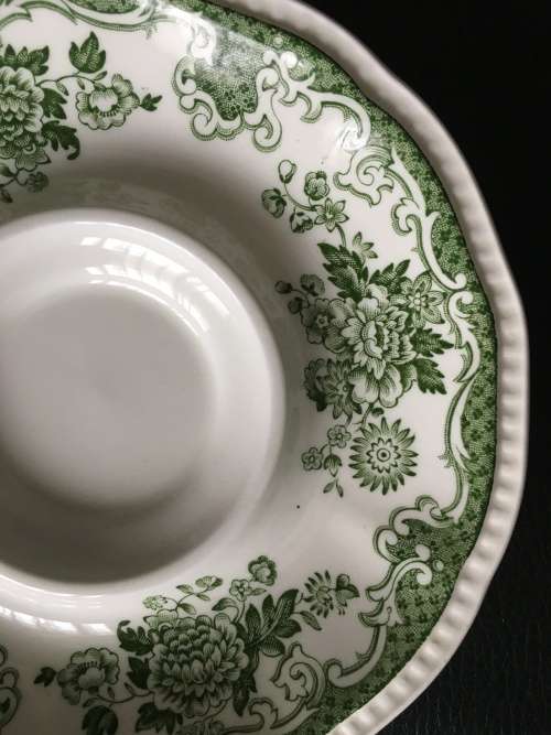 TWO ENOCH WEDGEWOOD (TUNSTALL) LTD IRONSTONE BALMORAL SAUCERS