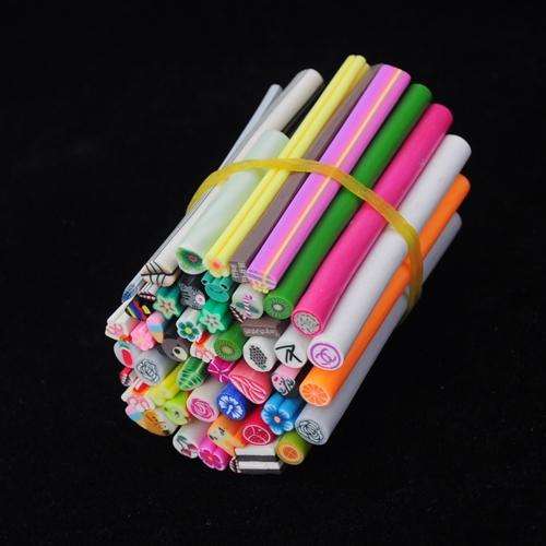 New 50 pcs Nail Art Fimo Fruit Flower Decoration Slice Rod Sticks DIY