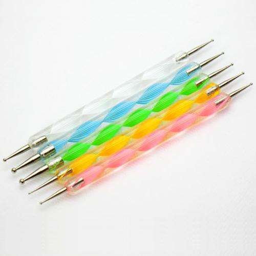 New 5pcs 2 way Dotting Pen Marbleizing Tool Nail Art Dot Paint