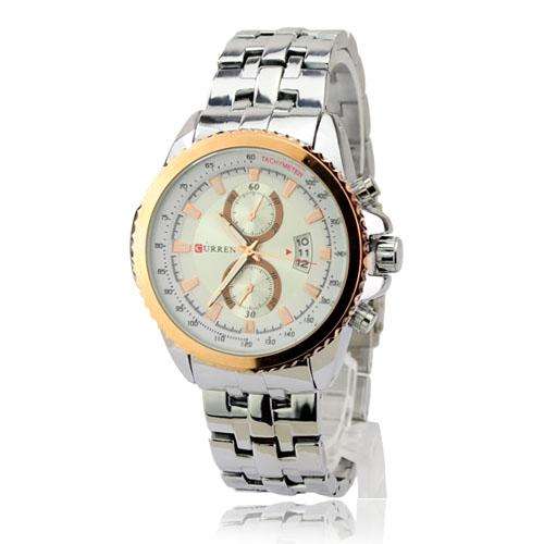CURREN Round Dial Metal Band Japan Movt Watch Date with Water Resistance