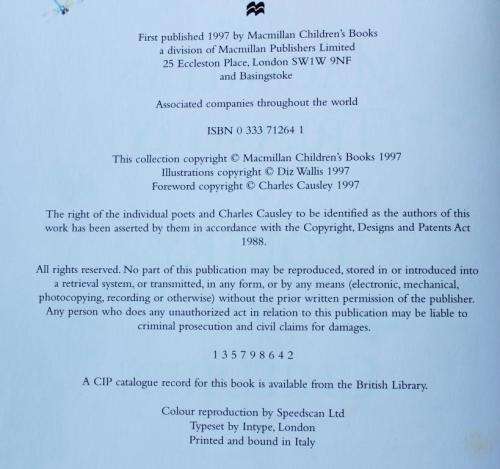 THE MACMILLAN TREASURY OF POETRY FOR CHILDREN (1997/1st Ed.) (good condition)