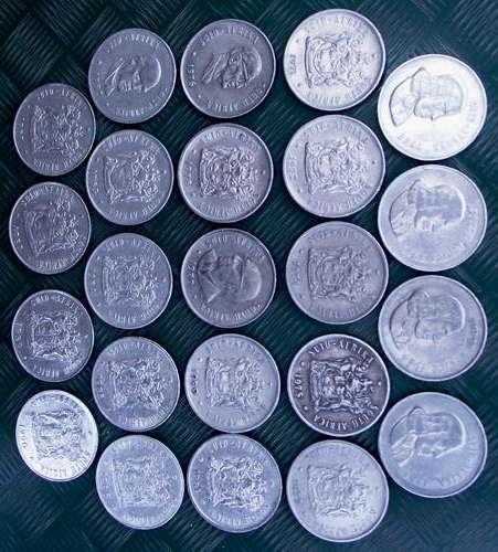 1965-1990 20c Coins bar 1967-70 & 1973 (Eng. & Afr. Coins for 1965-66 incl.)(One bid for 23 Coins)