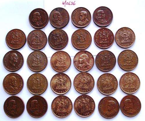 1966-1989 1c Coins (1966-69: Eng & Afr coins) (One bid for 28 coins)
