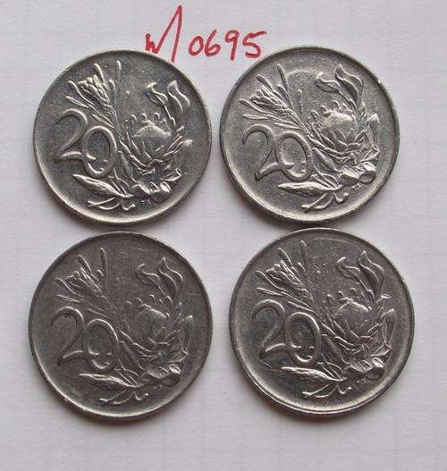 1976, 1979, 1982 & 1990: 20c Coins (One bid for 4 coins)