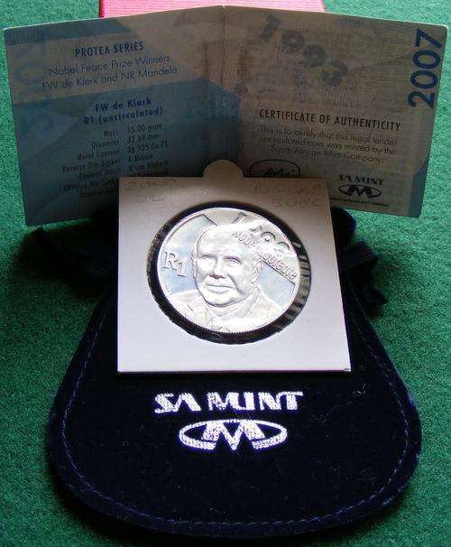 2007 De Klerk Silver(Protea)R1 UNC.Item 3 of 4.R1Start.NO RESERVE