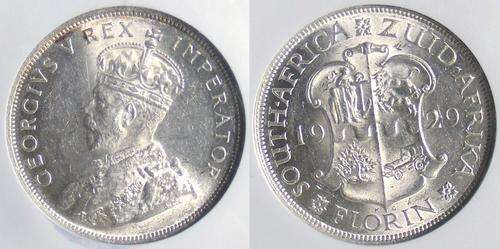 1929 Union of SA King George V Silver 2 Shillings NGC AU58.One of the top 16.Item 2 of 5.R1 Start