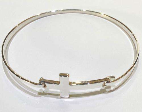 STERLING SILVER CROSS BANGLE