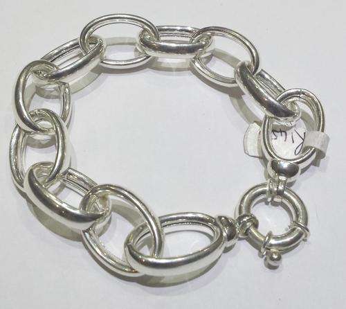 *STUNNING NEW* 925 STERLING SILVER BULKY BRACELET WITH OVAL LINK - 23CM LONG