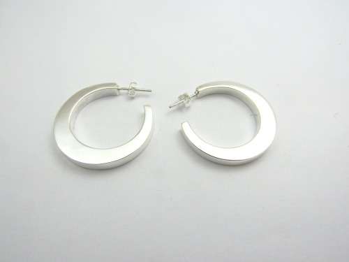 "Stunning" New" Medium Bulky Sterling Silver Hoop Earrings