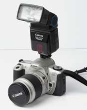 Canon EOS300 35mm Film Camera with external flash and 28-90 Canon Zoom Lens