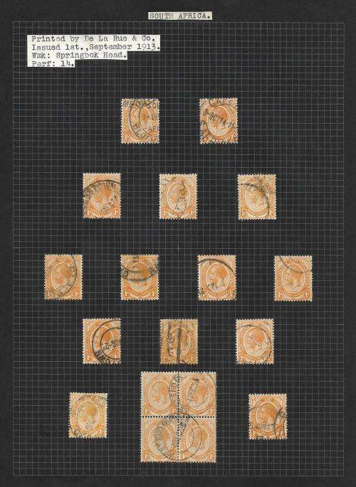 South Africa - union 4d + 6d + 1s king`s head study + varieties (5 pages)