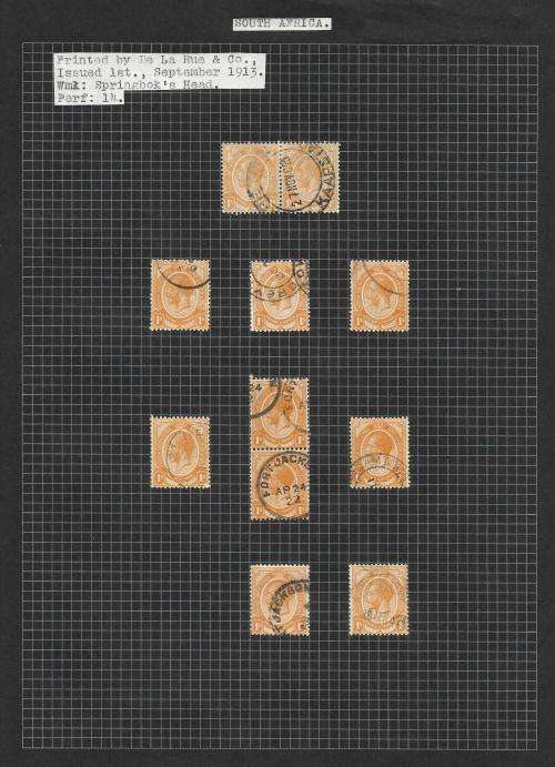 South Africa - union 4d + 6d + 1s king`s head study + varieties (5 pages)