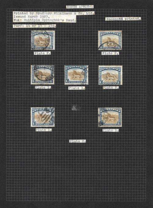 South Africa - union pictorial 1s study A, including varieties (7 pages)