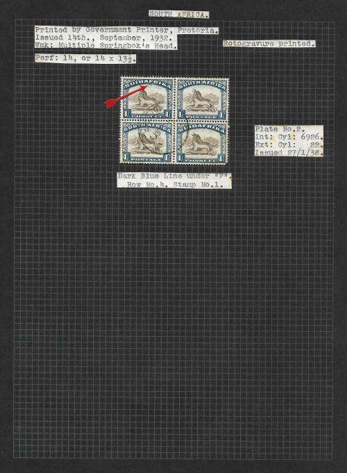 South Africa - union pictorial 1s study A, including varieties (7 pages)