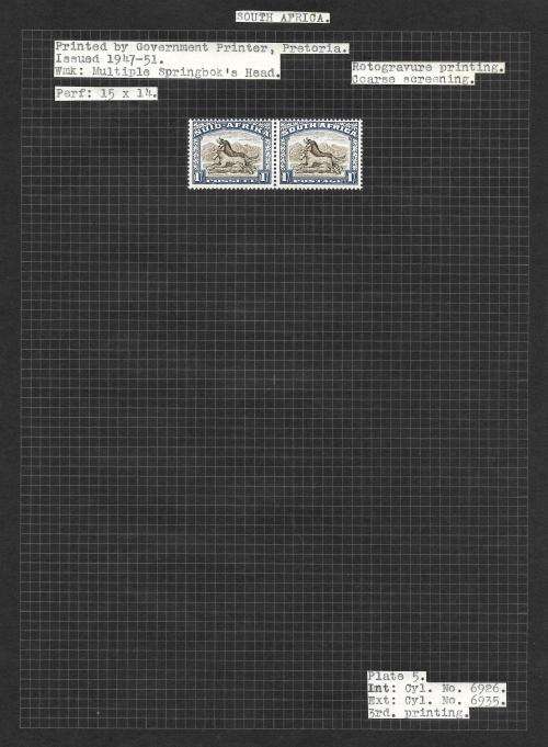 South Africa - union pictorial 1s study B (hyphenated), including varieties (9 pages)